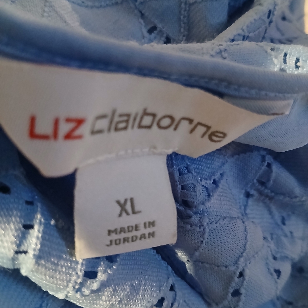 Liz Claiborne Light Blue Beautiful Short Sleeve Lined Top. Size XL - Picture 11 of 11